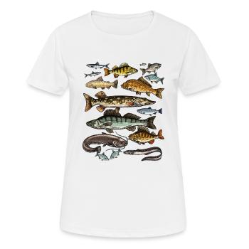 T-Shirt für Angler.Fishing Geschenkidee - Frauen T-Shirt atmungsaktiv - Weiß - Vorne - AI Model Female 172 dark (172cm)