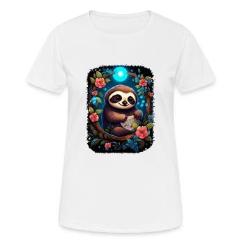Faultier Niedliches Tier Floraler Nachthimmel - Frauen T-Shirt atmungsaktiv - Weiß - Vorne - AI Model Female 172 dark (172cm)