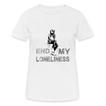 Slogon für Frauen Beende meine Einsamkeit - Frauen T-Shirt atmungsaktiv - Weiß - Vorne - AI Model Female 172 dark (172cm)