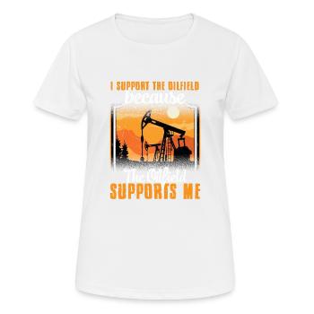 Je soutiens la plate-forme pétrolière de travailleur de champ pétrolifère - T-shirt respirant Femme - blanc - Devant - AI Model Female 172 dark (172cm)