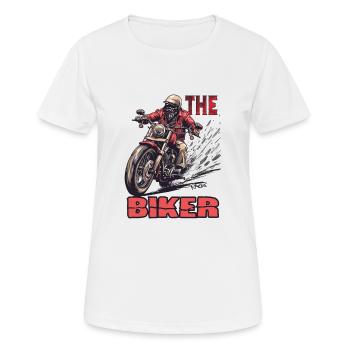 Le motard : le motard sur la route - T-shirt respirant Femme - blanc - Devant - AI Model Female 172 dark (172cm)