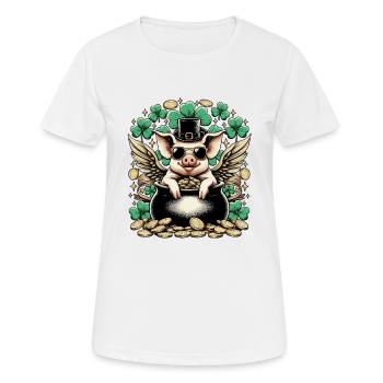 Glücksschwein Silvester Neujahr - Frauen T-Shirt atmungsaktiv - Weiß - Vorne - AI Model Female 172 dark (172cm)