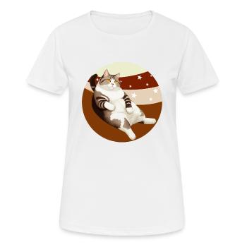 KATZE FETT - Frauen T-Shirt atmungsaktiv - Weiß - Vorne - AI Model Female 172 dark (172cm)
