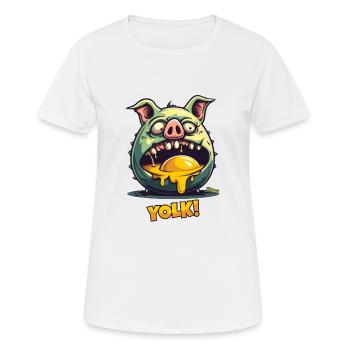 Zombie pig devours egg yolk - Women's Breathable T-Shirt - white - Front - AI Model Female 172 dark (172cm)