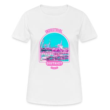Pink industrial harbour in Finland - Women's Breathable T-Shirt - white - Front - AI Model Female 172 dark (172cm)