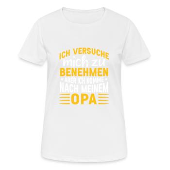 Ich komme Nach Meinem Opa Witziges Kinder Sprüche - Frauen T-Shirt atmungsaktiv - Weiß - Vorne - AI Model Female 172 dark (172cm)