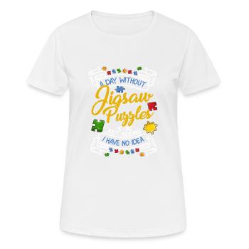 Une journée sans puzzle Résolution de pièces - T-shirt respirant Femme - blanc - Devant - AI Model Female 172 dark (172cm)