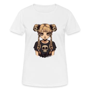 Anime Emo Girl Avec Des Tresses Et Des Crânes - T-shirt respirant Femme - blanc - Devant - AI Model Female 172 dark (172cm)