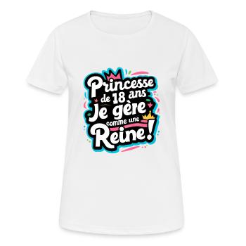 Jeune Princesse de 18 ans - Maîtrise Royale - T-shirt respirant Femme - blanc - Devant - AI Model Female 172 dark (172cm)