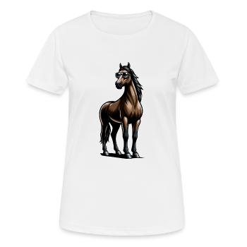 Pferd mit Sonnenbrille in Comicstyle - Frauen T-Shirt atmungsaktiv - Weiß - Vorne - AI Model Female 172 dark (172cm)