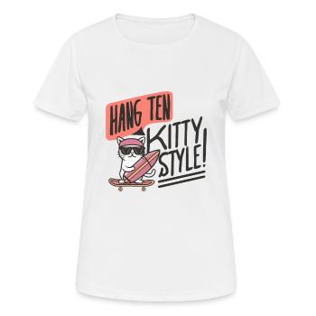 KATZE. SKATE-BRETT. SURFEN - Frauen T-Shirt atmungsaktiv - Weiß - Vorne - AI Model Female 172 dark (172cm)