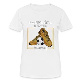 FUßBALL FUßBALLSCHUHE FOOTBALL FEVER FULL EFFORT - Frauen T-Shirt atmungsaktiv - Weiß - Vorne - AI Model Female 172 dark (172cm)