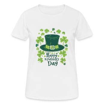 Kleeblatt-Hut - Frauen T-Shirt atmungsaktiv - Weiß - Vorne - AI Model Female 172 dark (172cm)