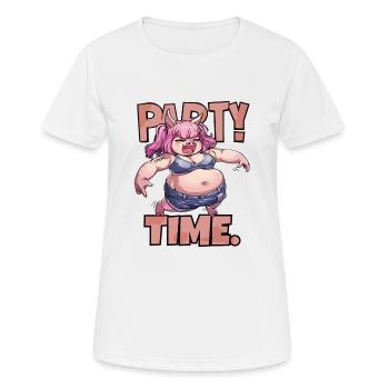 Sau rauslassen Partyzeit und Disco-Party-Schwein - Frauen T-Shirt atmungsaktiv - Weiß - Vorne - AI Model Female 172 dark (172cm)