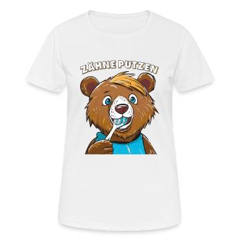 BÄR ZÄHNE PUTZEN - Frauen T-Shirt atmungsaktiv - Weiß - Vorne - AI Model Female 172 dark (172cm)
