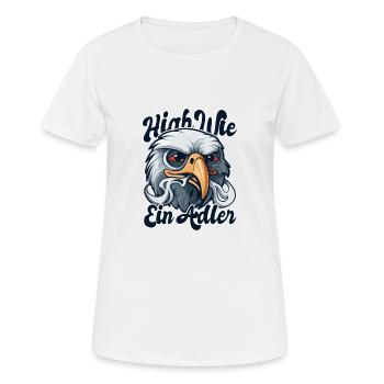 High wie ein Adler - Frauen T-Shirt atmungsaktiv - Weiß - Vorne - AI Model Female 172 dark (172cm)
