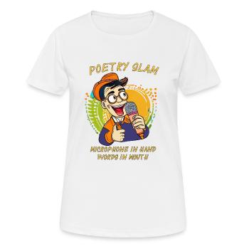 POÉSIE SLAM MICRO EN MAIN MOTS - T-shirt respirant Femme - blanc - Devant - AI Model Female 172 dark (172cm)
