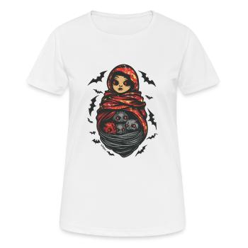 Babuschka und Fledermäuse: Horror Matrjoschka - Frauen T-Shirt atmungsaktiv - Weiß - Vorne - AI Model Female 172 dark (172cm)