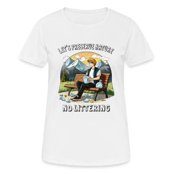 PRÉSERVEZ LA NATURE, PAS DE DÉCHETS - T-shirt respirant Femme - blanc - Devant - AI Model Female 172 dark (172cm)