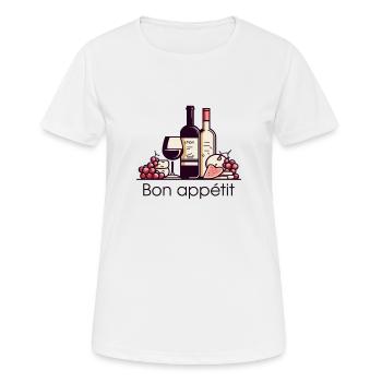 Vin, raisins, fromages - bon appétit ! - T-shirt respirant Femme - blanc - Devant - AI Model Female 172 dark (172cm)