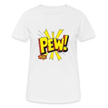 Cartoon Comic: Pew Pew - Women's Breathable T-Shirt - white - Front - AI Model Female 172 dark (172cm)