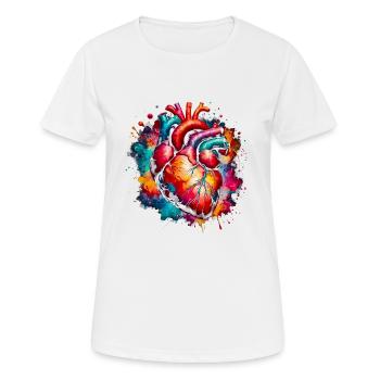 Anatomisches Herz mit Kleeblättern - Frauen T-Shirt atmungsaktiv - Weiß - Vorne - AI Model Female 172 dark (172cm)