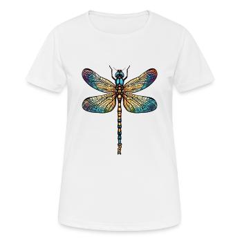 Ein riesige Cartoon Libelle - Frauen T-Shirt atmungsaktiv - Weiß - Vorne - AI Model Female 172 dark (172cm)