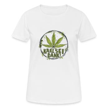 Karl sei Dank! Cannabis Legalisierung 2024 - Frauen T-Shirt atmungsaktiv - Weiß - Vorne - AI Model Female 172 dark (172cm)