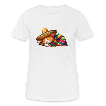 Chat Cinco de Mayo en mode snooze - T-shirt respirant Femme - blanc - Devant - AI Model Female 172 dark (172cm)