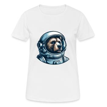 Nachdenkliches Bär im Weltraum - Frauen T-Shirt atmungsaktiv - Weiß - Vorne - AI Model Female 172 dark (172cm)