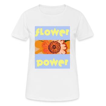 Blauer Himmel: Flower Power mit Orangenblüten - Frauen T-Shirt atmungsaktiv - Weiß - Vorne - AI Model Female 172 dark (172cm)