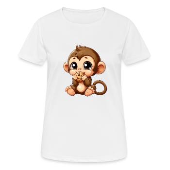 Mignon chimpanzé grignote sur des biscuits - T-shirt respirant Femme - blanc - Devant - AI Model Female 172 dark (172cm)