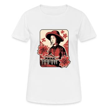 Fleurs asiatiques : Portrait d’un paysan asiatique - T-shirt respirant Femme - blanc - Devant - AI Model Female 172 dark (172cm)