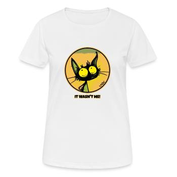 Le chat innocent et cool : « Ce n’était pas moi ! » - T-shirt respirant Femme - blanc - Devant - AI Model Female 172 dark (172cm)