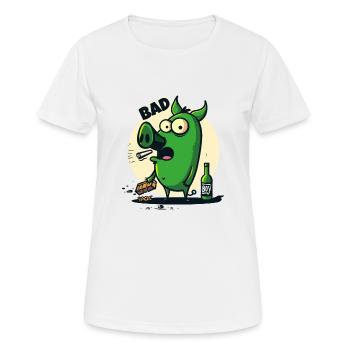 Le cochon de dessin animé cool est un mauvais garçon - T-shirt respirant Femme - blanc - Devant - AI Model Female 172 dark (172cm)