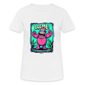 Pink und Grüner Cartoon-Gorilla: Lahm! - Frauen T-Shirt atmungsaktiv - Weiß - Vorne - AI Model Female 172 dark (172cm)