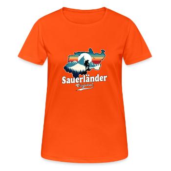 Sauerländer Original Retro Sunset - T-shirt respirant Femme - orange néon - Devant - AI Model Female 172 dark (172cm)