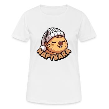 Napybara ist ein schläfriges, süßes Capybara mit verschlafenem Hut - Frauen T-Shirt atmungsaktiv - Weiß - Vorne - AI Model Female 172 dark (172cm)