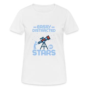 Easily Distracted By Stars Stargazer Telescope Ast - Women's Breathable T-Shirt - white - Front - AI Model Female 172 dark (172cm)