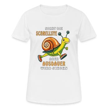 NICHT DIE SCHNELLSTE ABER AUSDAUER WIRD SIEGEN - Frauen T-Shirt atmungsaktiv - Weiß - Vorne - AI Model Female 172 dark (172cm)