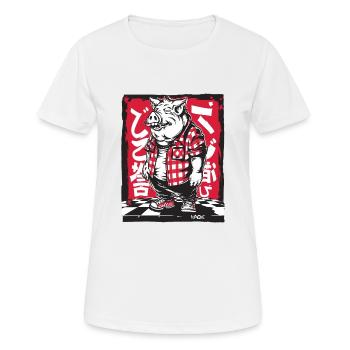 Checkerboard Floor Flannel Shirt Cool Pig - Women's Breathable T-Shirt - white - Front - AI Model Female 172 dark (172cm)