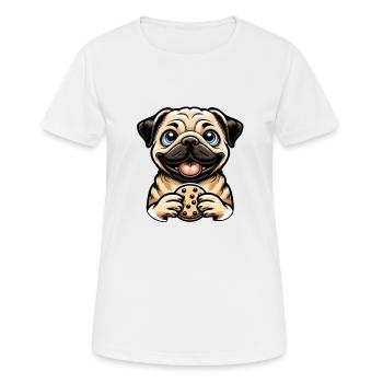 Mops mit Cookies Cartoon Süße Versuchung - Frauen T-Shirt atmungsaktiv - Weiß - Vorne - AI Model Female 172 dark (172cm)
