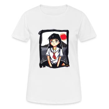 Anime Manga Écolière Japonais Soleil Rouge - T-shirt respirant Femme - blanc - Devant - AI Model Female 172 dark (172cm)
