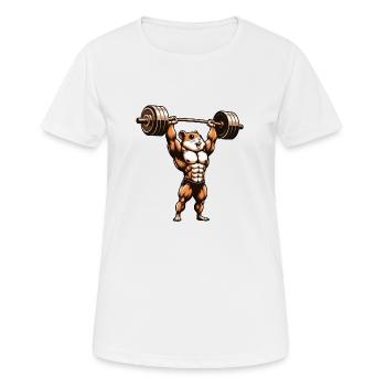 Hamsters Lifting Weights: Cartoon Workout - Women's Breathable T-Shirt - white - Front - AI Model Female 172 dark (172cm)