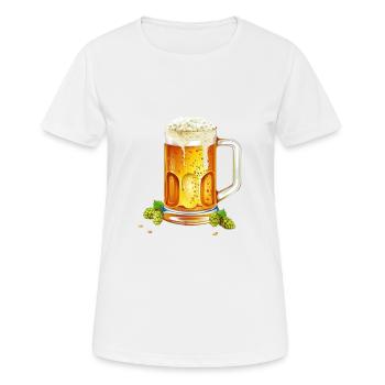 Frostiges Bier im Krug mit Hopfen und Gerste - Frauen T-Shirt atmungsaktiv - Weiß - Vorne - AI Model Female 172 dark (172cm)