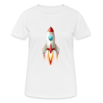 Une fusée rétro est lancée dans un Il en deux dimensions - T-shirt respirant Femme - blanc - Devant - AI Model Female 172 dark (172cm)