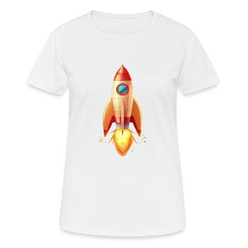 Retro rocket launches in two-dimensional illustration - Women's Breathable T-Shirt - white - Front - AI Model Female 172 dark (172cm)