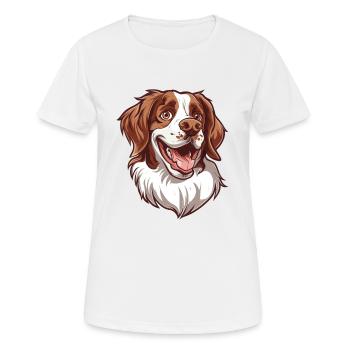 Epagneul Breton Épagneul breton | Caricature - T-shirt respirant Femme - blanc - Devant - AI Model Female 172 dark (172cm)