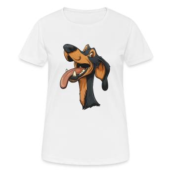 Erdelyi kopo Chien courant de Transylvanie | Caricature - T-shirt respirant Femme - blanc - Devant - AI Model Female 172 dark (172cm)