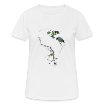 Japanese bird on tree branch - Women's Breathable T-Shirt - white - Front - AI Model Female 172 dark (172cm)